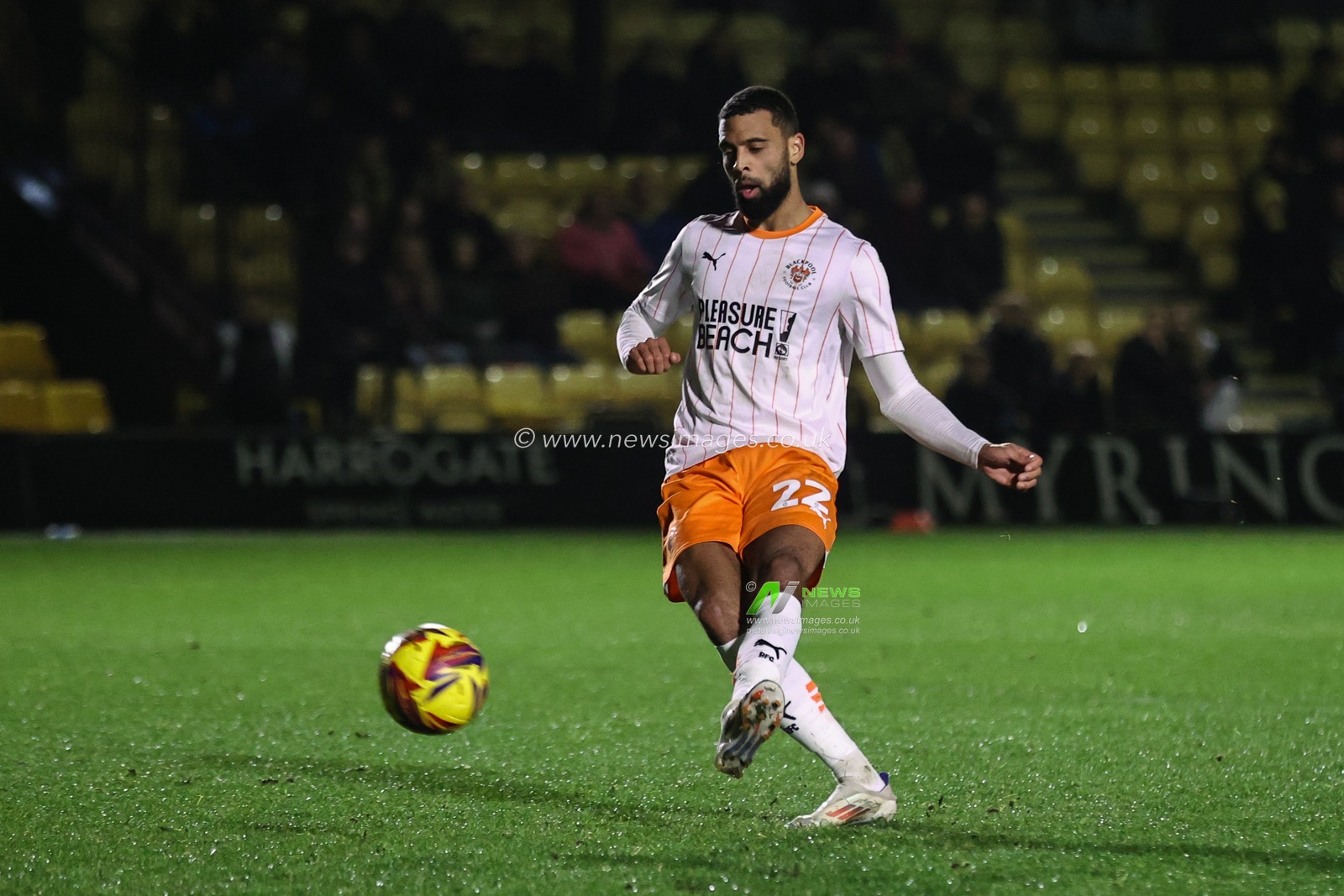 CJ Hamilton of Blackpool scores his penalty during the Bristol Street Motors Trophy match Harrogate Town vs Blackpool at Wetherby Road, Harrogate, United Kingdom, 12th November 2024

(Photo by Alfie Cosgrove/News Images)