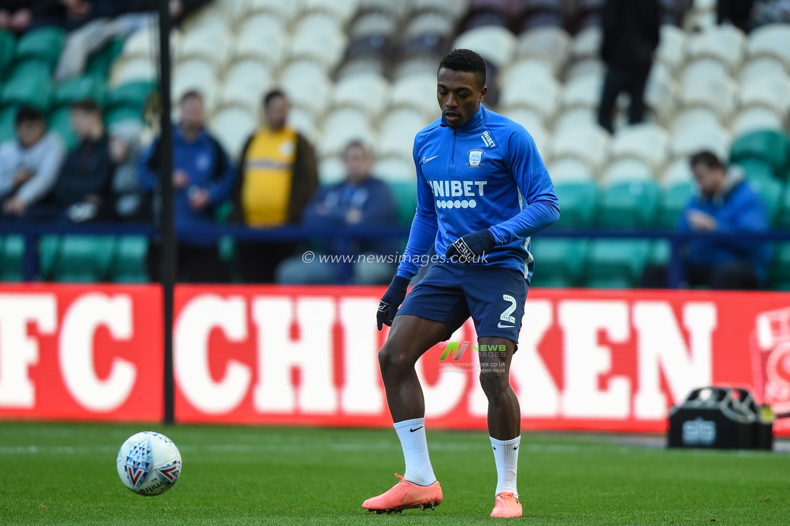 18th January 2020, Deepdale, Preston, England; Sky Bet Championship, Preston North End v Charlton Athletic : Darnell Fisher (2) of Preston North End during the pre match warm up.

Credit: Richard Long/News Images