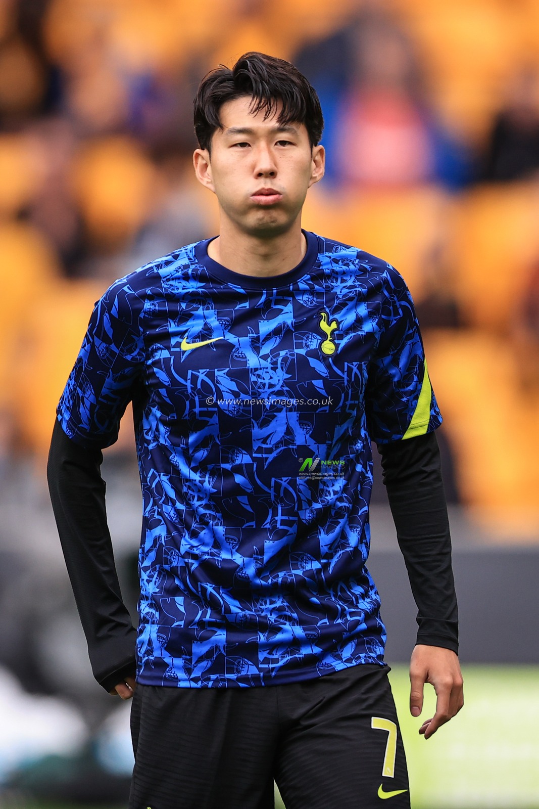 Son Heung-Min #7 of Tottenham Hotspur during the pre-game warmup