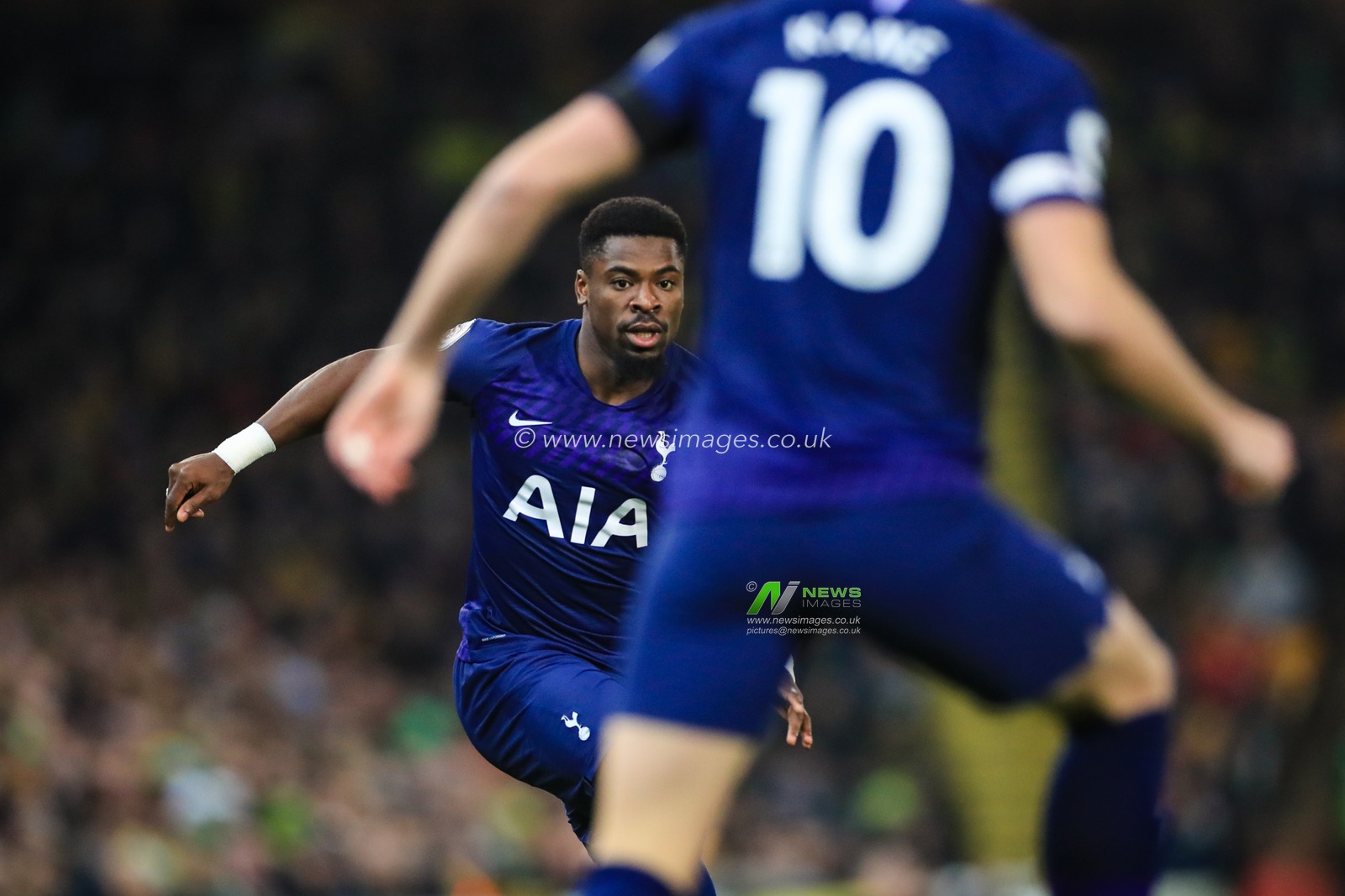 28th December 2019, Carrow Road, Norwich, England; Premier League, Norwich City v Tottenham Hotspur : Serge Aurier (24) and Harry Kane (10) of Tottenham in action

Credit: Georgie Kerr/News Images