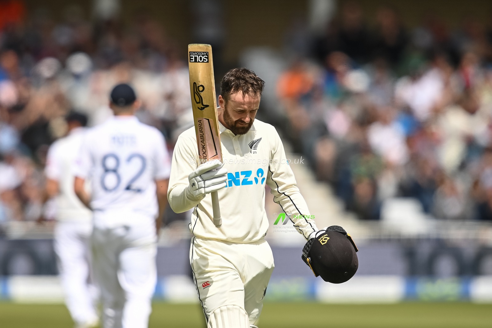 Tom Blundell of New Zealand celebrates a century (100 runs) during day 2 of the 2nd Test between the New Zealand Blackcaps and England at Trent Bridge Cricket Ground, Nottingham, England on Saturday 11 June 2022.
New Zealand tour of England 2022.
 Â© Craig Thomas / www.photosport.nz