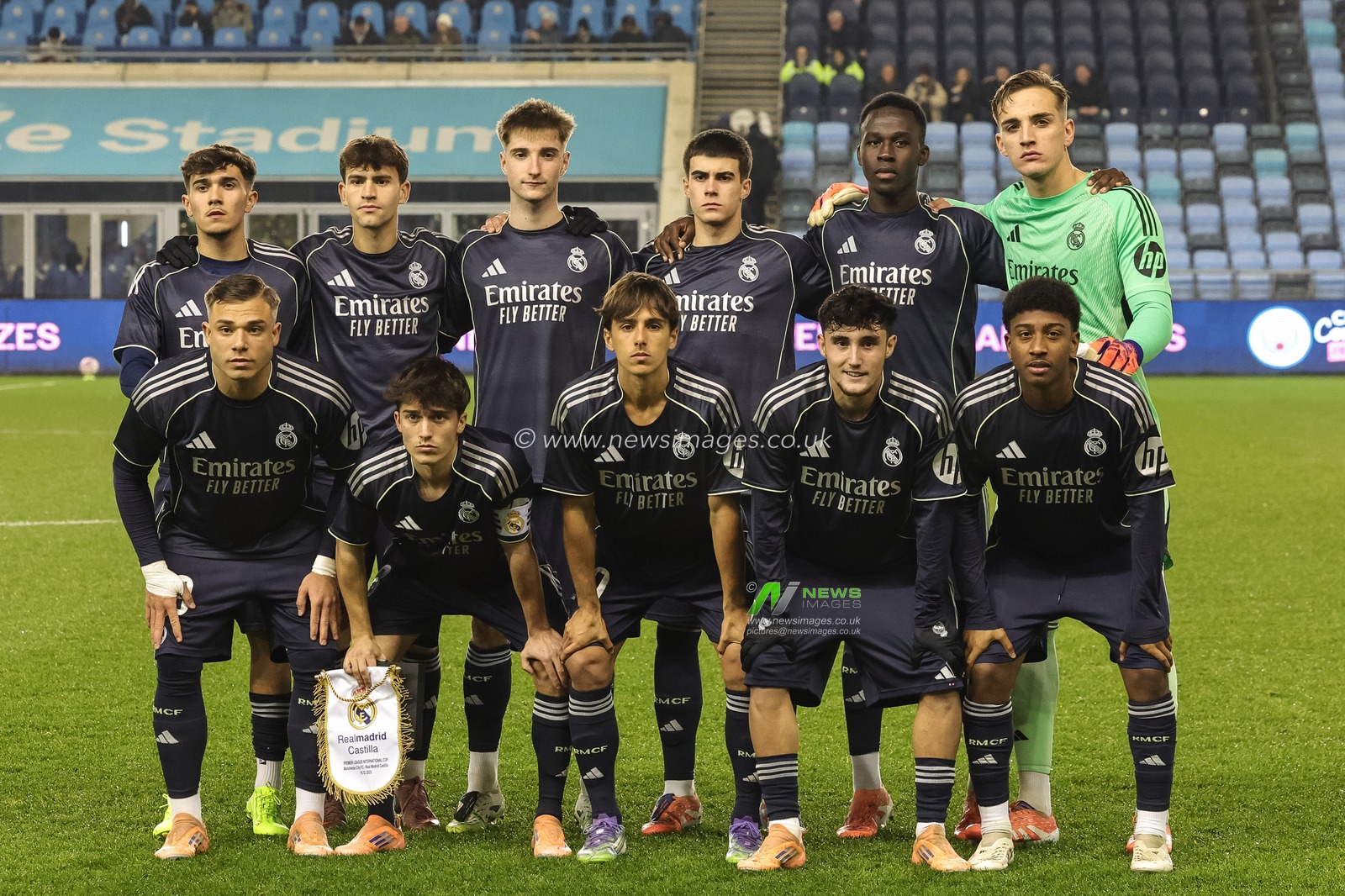 Real Madrid team lineup during the Premier League International Cup match Manchester City vs Real Madrid at Joie Stadium, Manchester, United Kingdom, 16th December 2025

(Photo by Mark Cosgrove/News Images)

*** GER AUT SUI OUT ***