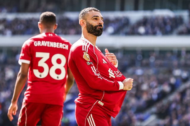 Mohamed Salah of Liverpool celebrates his goal to make it 0-1 during the Premier League match Everton vs Liverpool at Hill Dickinson Stadium, Liverpool, United Kingdom on 19 April 2026

(Photo by Alfie Cosgrove/News Images)