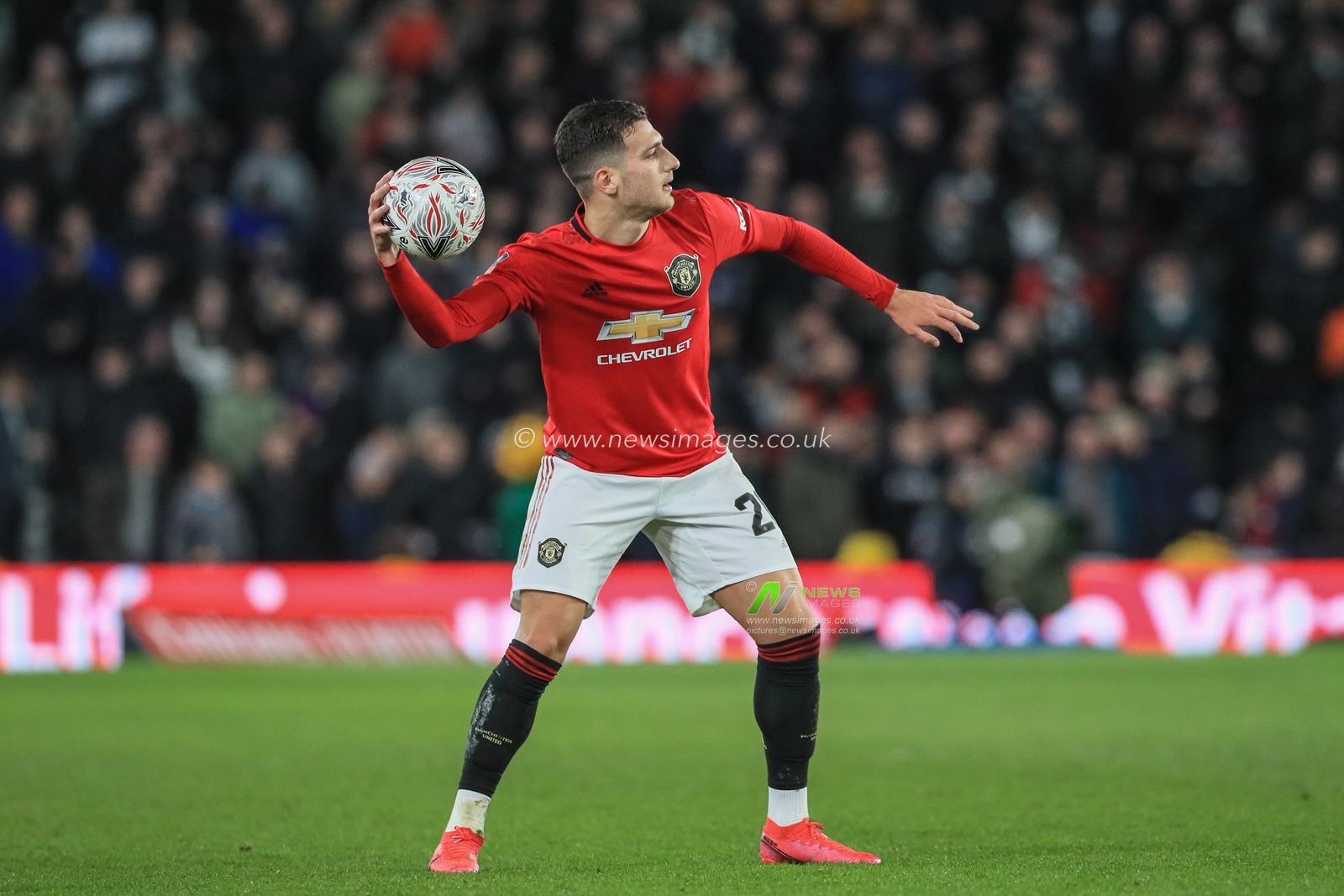 5th March 2020, Pride Park Stadium, Derby, England; Emirates FA Cup 5th Round, Derby County v Manchester United : Diogo Dalot (20) of Manchester United during the game