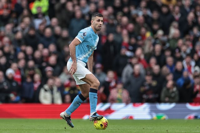 Rodrigo of Manchester City controls the ball during the Premier League match Manchester United vs Manchester City at Old Trafford, Manchester, United Kingdom, 17th January 2026

(Photo by Mark Cosgrove/News Images)