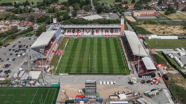 An aerial view of Sewell Group Craven Park during the Betfred Super League round 21 match Hull KR vs Castleford Tigers at Sewell Group Craven Park, Kingston upon Hull, United Kingdom, 9th August 2025

(Photo by Alfie Cosgrove/News Images)