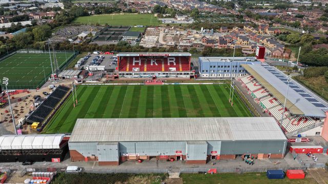 An general aerial view of the Sewell Group Craven Park during the Betfred Super League Round 25 match Hull KR vs Hull FC at Sewell Group Craven Park, Kingston upon Hull, United Kingdom, 7th September 2025

(Photo by Mark Cosgrove/News Images)