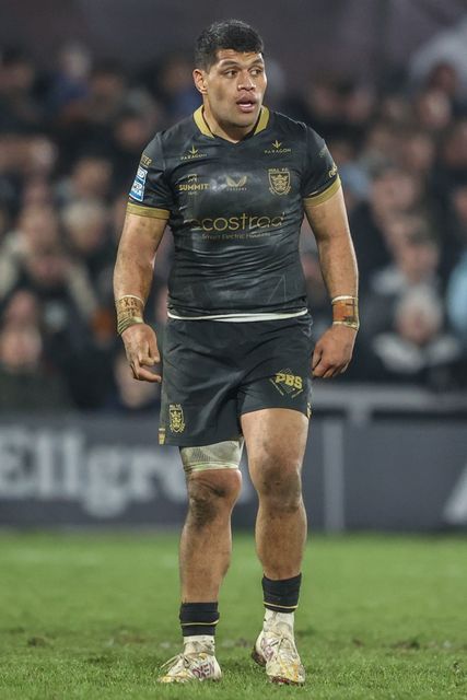 John Asiata of Hull FC during the Betfred Super League Round 5 match Wakefield Trinity vs Hull FC at DIY Kitchens Stadium, Wakefield, United Kingdom, 21st March 2025

(Photo by Alfie Cosgrove/News Images)