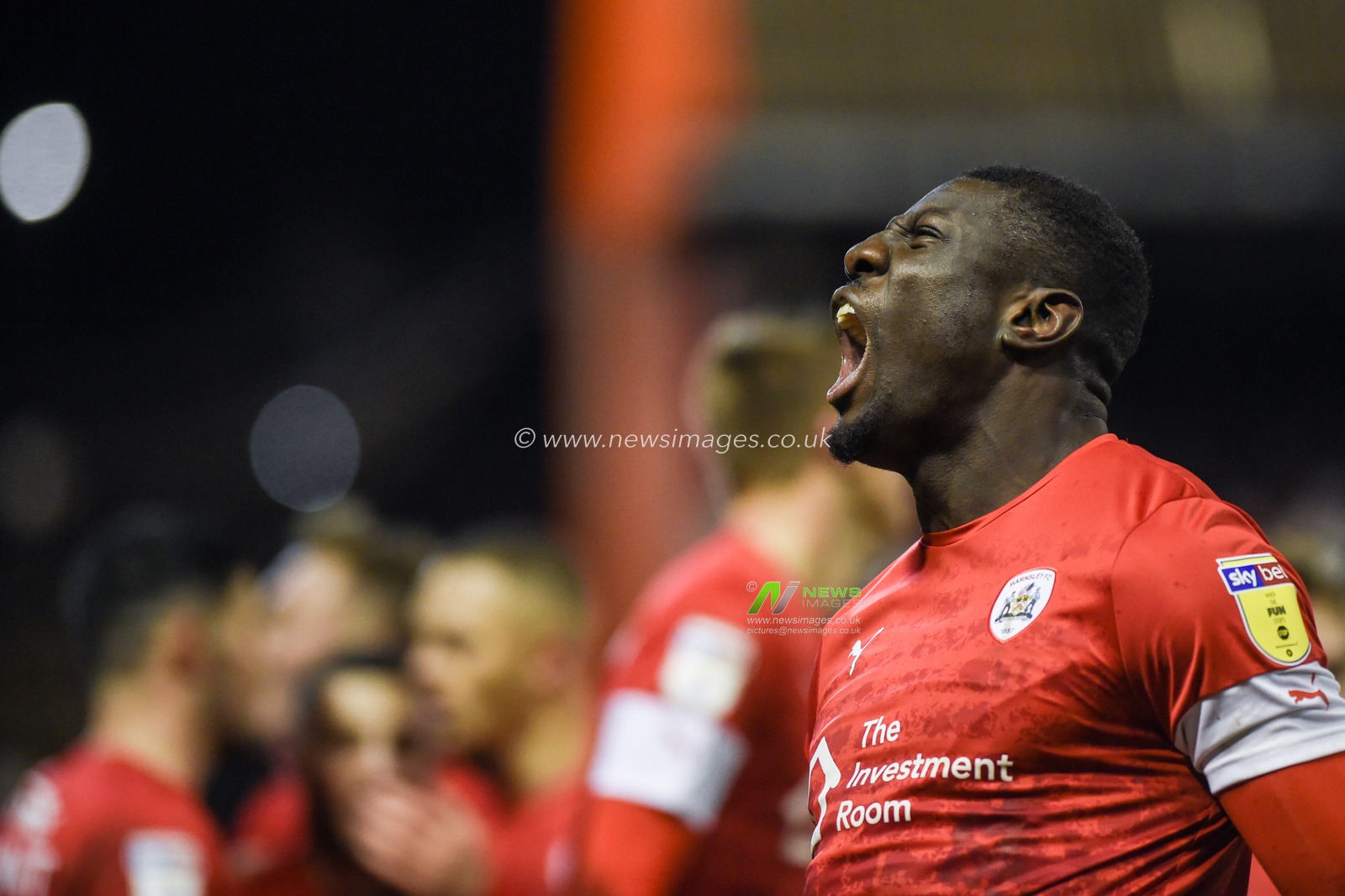14th December 2019, Oakwell, Barnsley, England; Sky Bet Championship, Barnsley v Queens Park Rangers :Bambo Diaby (5) of Barnsley FC celebrates his goal to make it 5-2 

Credit: Dean Williams/News Images
