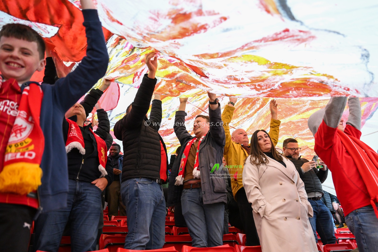 Liverpool fans unveil the banner in the stands prior to the UEFA Champions League  - League Stage match Liverpool vs Bologna at Anfield, Liverpool, United Kingdom, 2nd October 2024

(Photo by Craig Thomas/News Images)