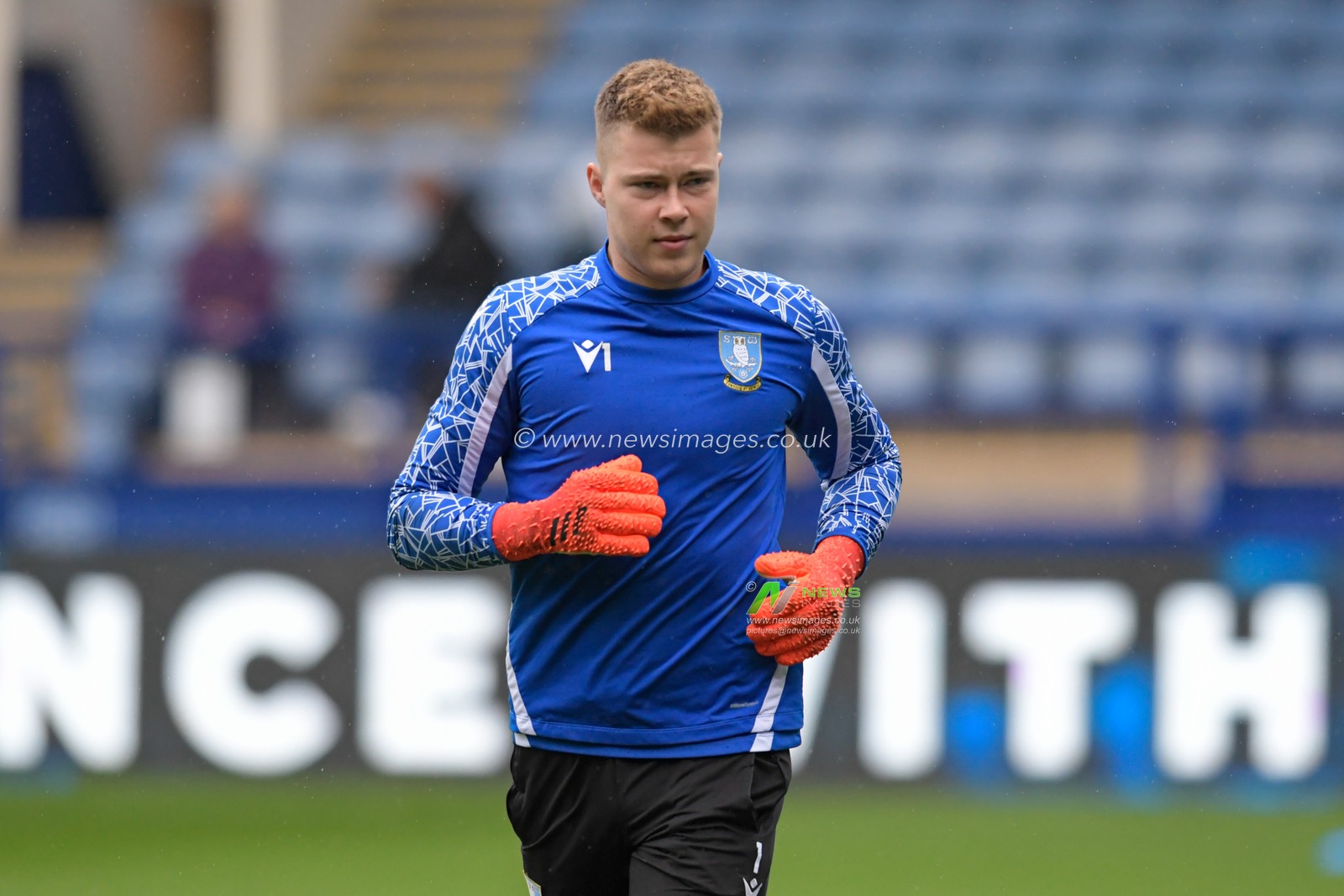 Bailey Peacock-Farrell #1 of Sheffield Wednesday warming up before the game