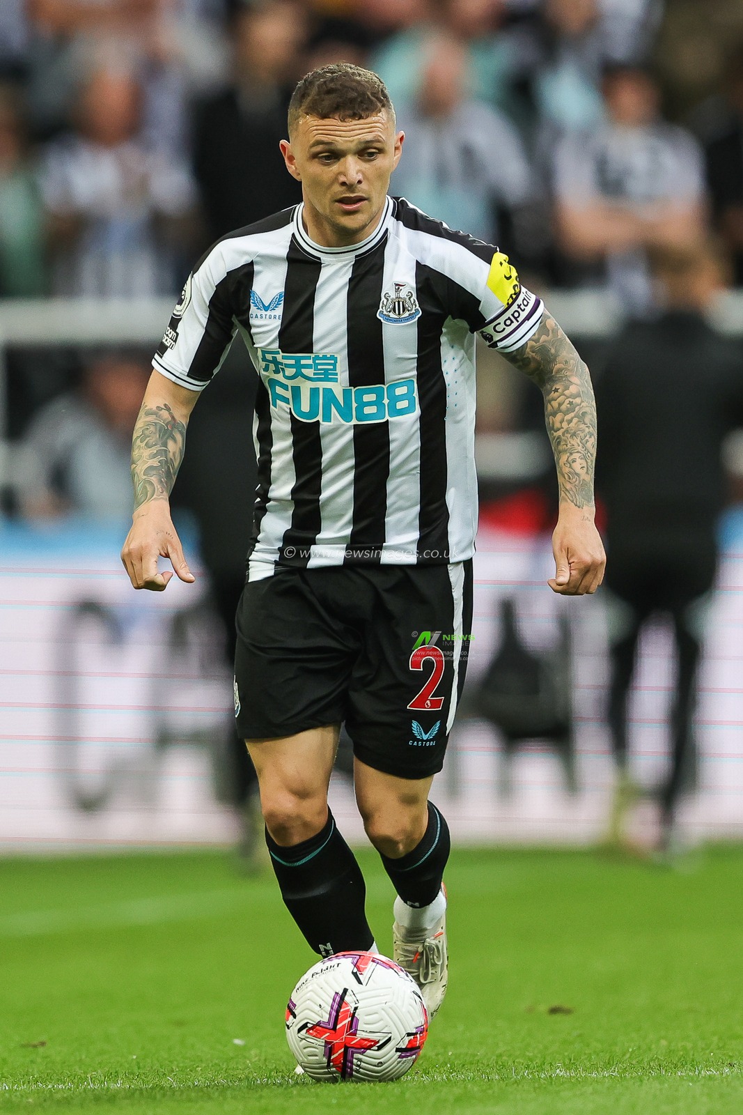 Kieran Trippier #2 of Newcastle United in action during the game during the Premier League match Newcastle United vs Leicester City at St. James's Park, Newcastle, United Kingdom, 22nd May 2023

(Photo by Mark Cosgrove/News Images)