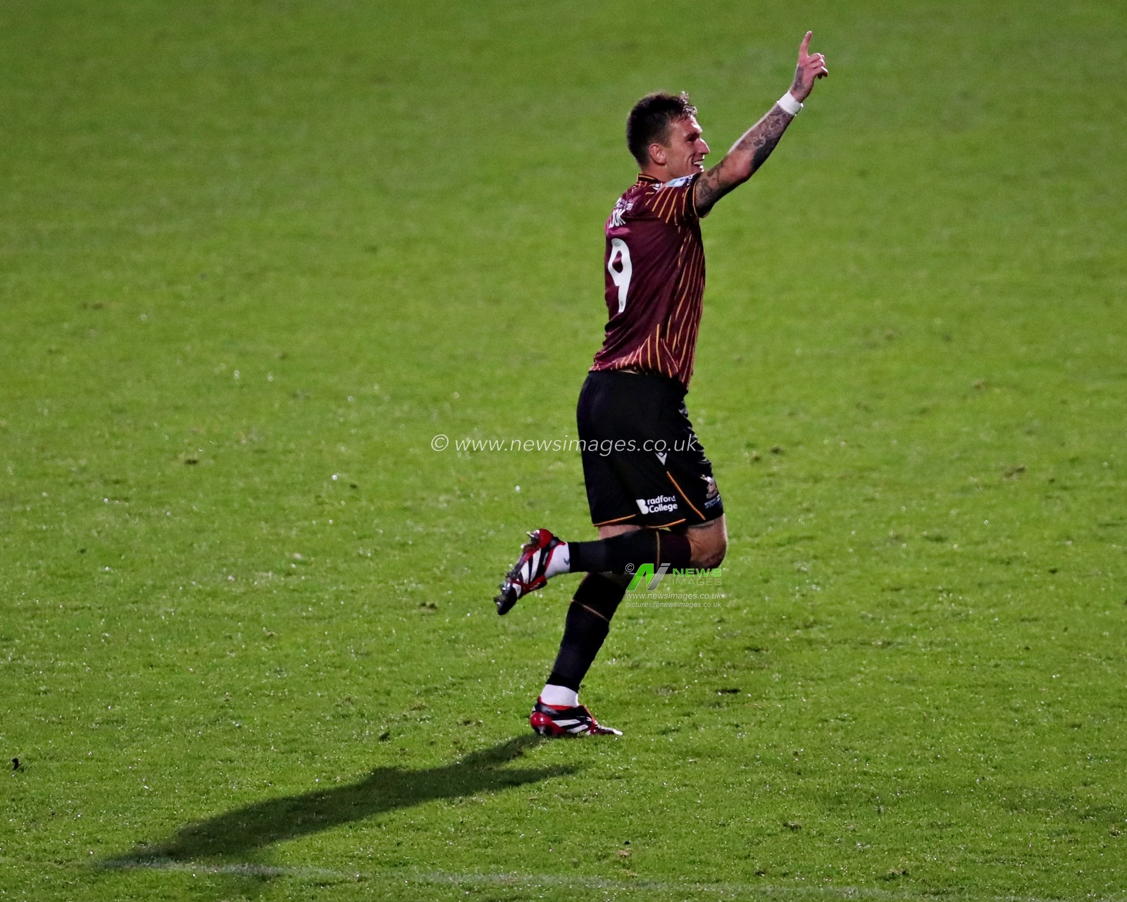 Andy Cook of Bradford City celebrates his first goal during The Vertu Trophy match Bradford City vs Grimsby Town at University of Bradford Stadium, Bradford, United Kingdom, 2nd September 2025(Photo by Sam Eaden/News Images)