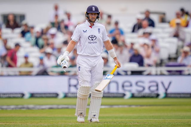 Joe Root of England walks off dejected after being run out by Henry Nicholls of New Zealand during the 3rd Rothesay Test Match Day 5 match England vs New Zealand at Trent Bridge, Nottingham, United Kingdom on 29 June 2026

(Photo by Maynard Manyowa/News Images)