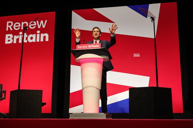 Ed Milliband MP, Secretary of State for Energy Security and Net Zero addresses conference during the Labour Party Annual Conference 2025 Day 4 at ACC, Liverpool, United Kingdom, 1st October 2025

(Photo by Mark Cosgrove/News Images)