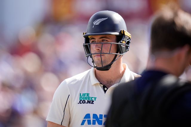 Will O'Rourke of New Zealand waits for a review after being trapped lbw by Gus Atkinson of England during the 3rd Rothesay Test Match Day 4 match England vs New Zealand at Trent Bridge, Nottingham, United Kingdom on 28 June 2026

(Photo by Maynard Manyowa/News Images)