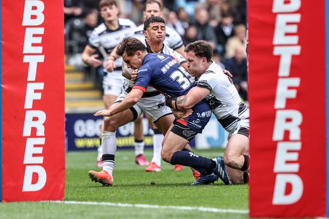 Arthur Mourgue of Hull KR goes over for a try during the Betfred Super League Round 8 match Hull FC vs Hull KR at MKM Stadium, Hull, United Kingdom, 18th April 2025

(Photo by Alfie Cosgrove/News Images)