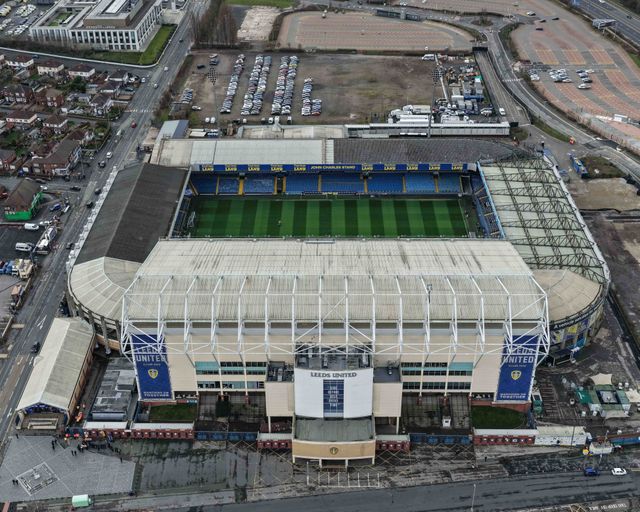 An aerial view of Elland Road during the Premier League match Leeds United vs Manchester City at Elland Road, Leeds, United Kingdom on 28 February 2026

(Photo by Mark Cosgrove/News Images)