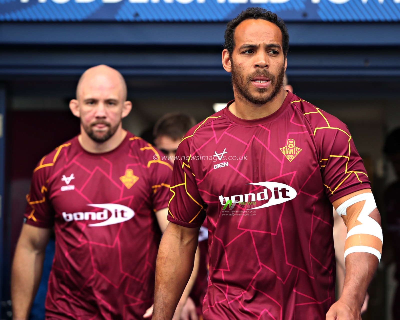 Leroy Cudjoe of Huddersfield Giants before the Betfred Super League Round 13 match Huddersfield Giants vs Leigh Leopards at John Smith's Stadium, Huddersfield, United Kingdom, 29th May 2025

(Photo by Sam Eaden/News Images)