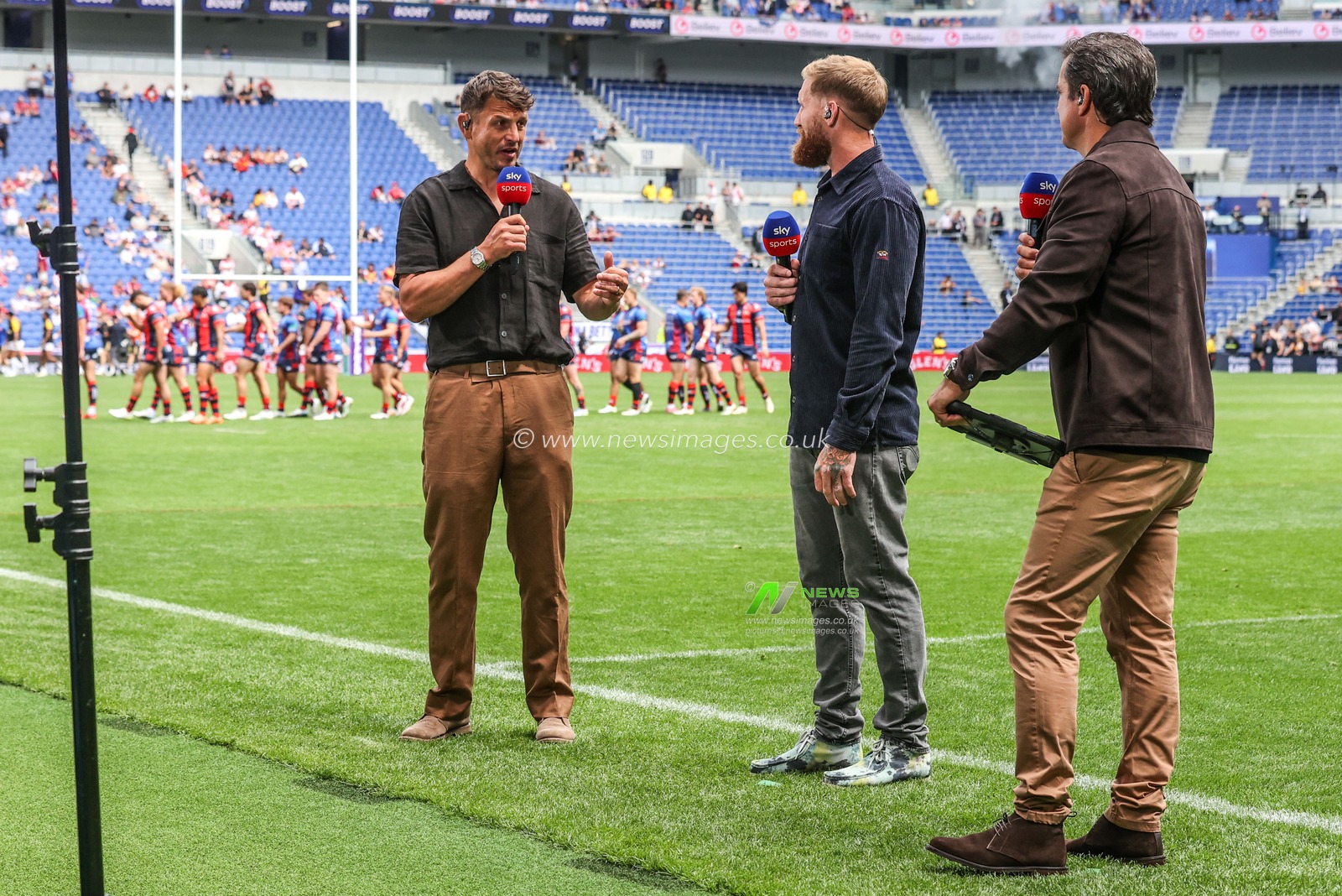 Jon Wilkin, Sam Tomkins and Brian Carney speak on Sky Sports Rugby League ahead of the Betfred Super League Magic Weekend match Wakefield Trinity vs Castleford Tigers at Hill Dickinson Stadium, Liverpool, United Kingdom on 05 July 2026

(Photo by Alfie Cosgrove/News Images)