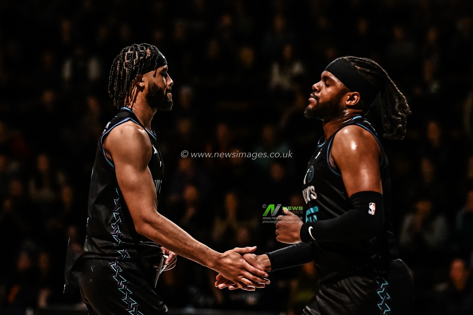 Jacob Wiley #3 of Plymouth City Patriots and Tyrell Green #6 of Plymouth City Patriots during the British Basketball Championship match Plymouth City Patriots vs Caledonia Gladiators at Plymouth Pavilions, Plymouth, United Kingdom, 3rd November 2023

(Photo by Craig Thomas/News Images)