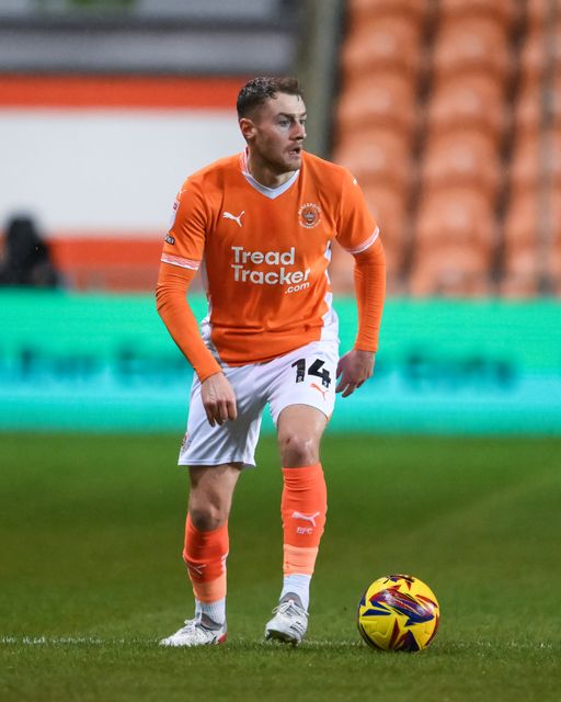 Elliot Embleton of Blackpool makes a break with the ball during the Vertu Trophy match Blackpool vs Aston Villa U21 at Bloomfield Road, Blackpool, United Kingdom, 17th December 2024

(Photo by Craig Thomas/News Images)