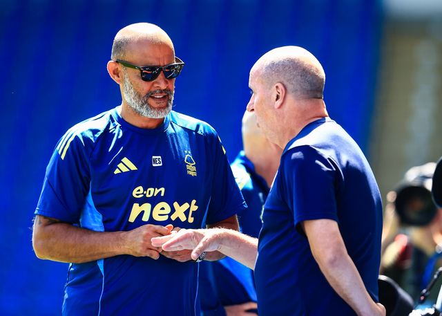 Nuno Espírito Santo Nottingham Forest Manager and Paul Cook Chesterfield Manager ahead of the Pre-season friendly match Chesterfield vs Nottingham Forest at SMH Group Stadiumact Stadium, Chesterfield, United Kingdom, 12th July 2025

(Photo by Richard Bierton/News Images)