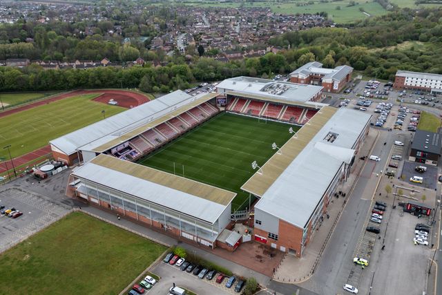 An aerial view of Leigh Sports Village ahead of the Betfred Super League Round 8 match Leigh Leopards vs Warrington Wolves at Leigh Sports Village, Leigh, United Kingdom, 19th April 2025

(Photo by Gareth Evans/News Images)