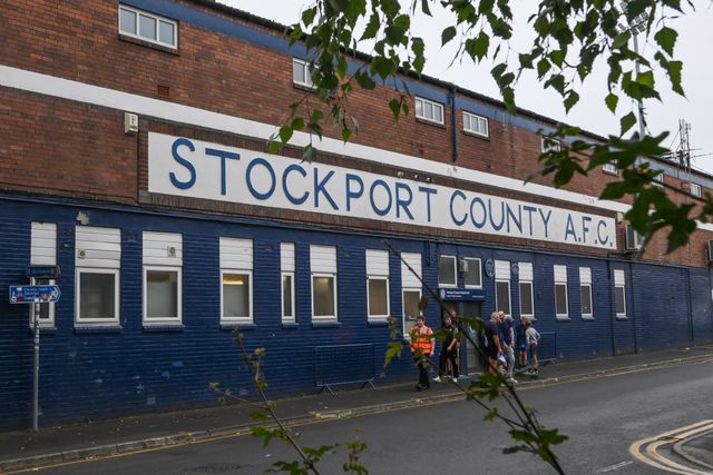 A general view of Edgeley Park Stadium, Home of Stockport County during the Carabao Cup match Stockport County vs Blackburn Rovers at Edgeley Park Stadium, Stockport, United Kingdom, 13th August 2024

(Photo by Craig Thomas/News Images)