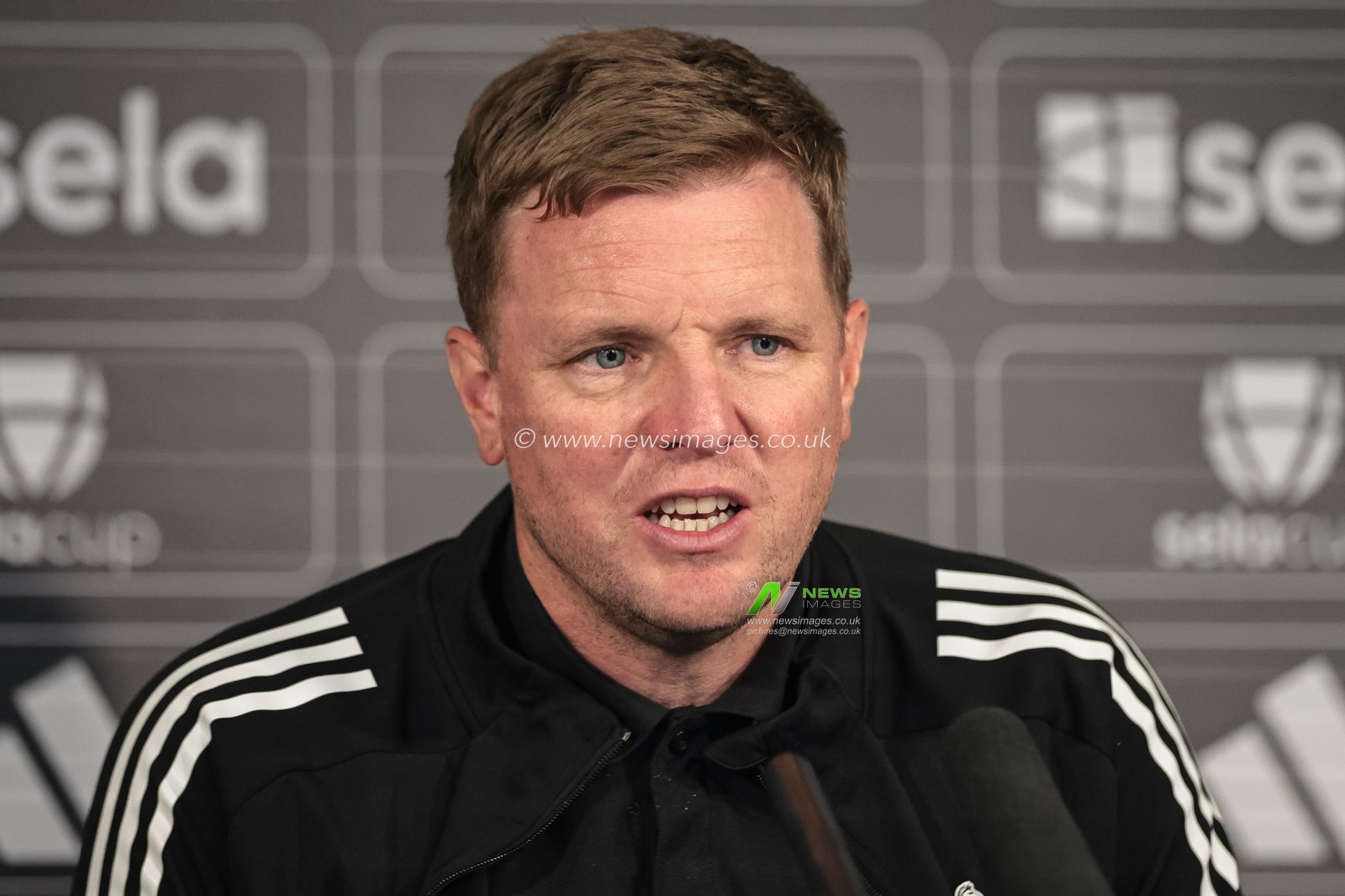 Eddie Howe manager of Newcastle United speaks in the post match press conference during the Pre-season friendly Newcastle United vs Espanyol at St. James's Park, Newcastle, United Kingdom, 8th August 2025

(Photo by Mark Cosgrove/News Images)
