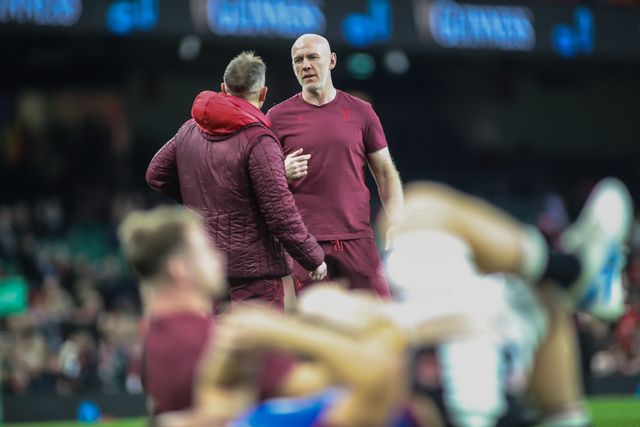 Wales Head Coach Steve Tandy talks to Wales Head Forwards Coach Danny Wilson ahead of the Quilter Nations Series 2025 match Wales vs Japan at Principality Stadium, Cardiff, United Kingdom, 15th November 2025

(Photo by Andrew Lewis/News Images)

*** GER AUT SUI OUT ***