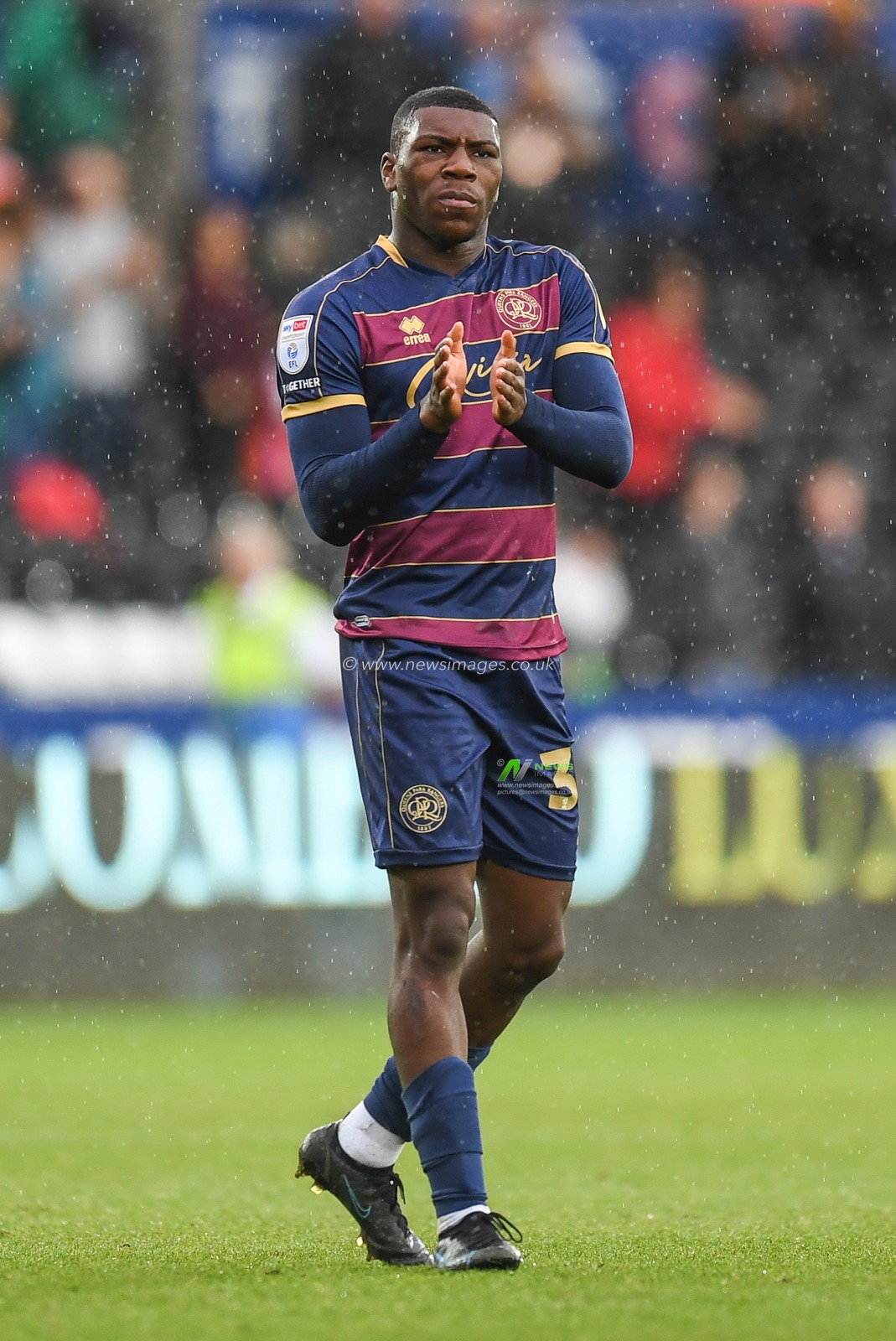 Sinclair Armstrong #30 of QPR Applauds the travelling supporters during the Sky Bet Championship match Swansea City vs Queens Park Rangers at Swansea.com Stadium, Swansea, United Kingdom, 3rd September 2022

(Photo by Mike Jones/News Images)