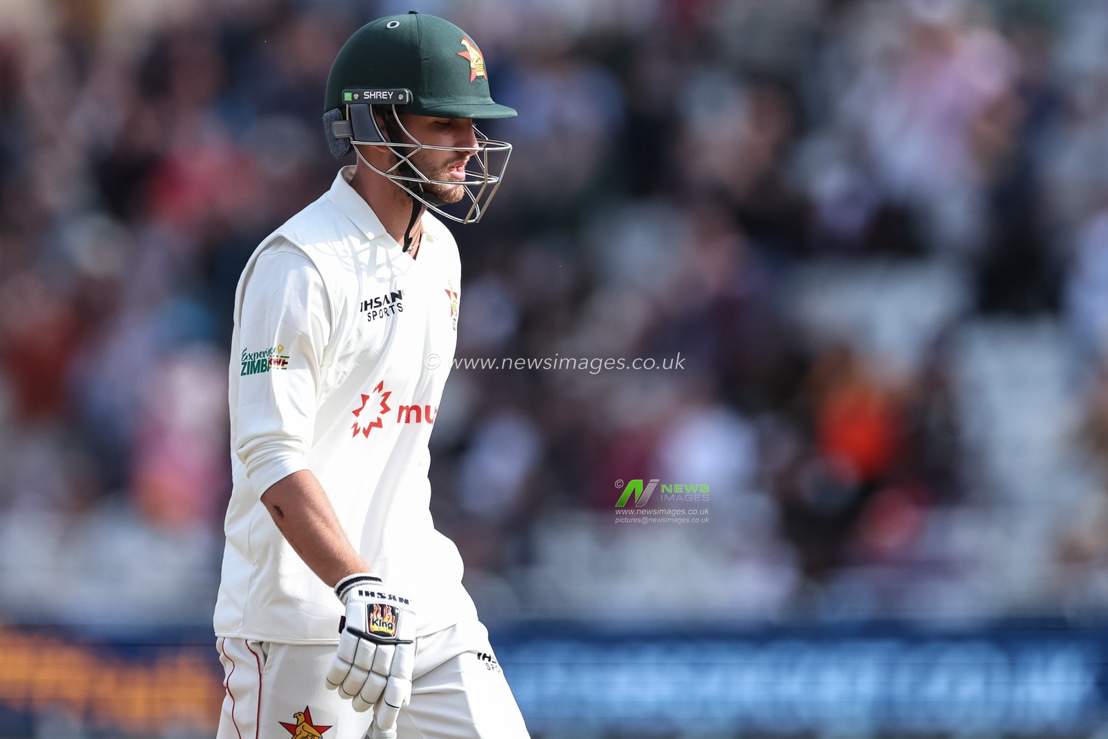 Brian Bennett of Zimbabwe leaves the field of play after been dismissed during the Rothesay Test Match Day 2 England vs Zimbabwe at Trent Bridge, Nottingham, United Kingdom, 23rd May 2025

(Photo by Mark Cosgrove/News Images)