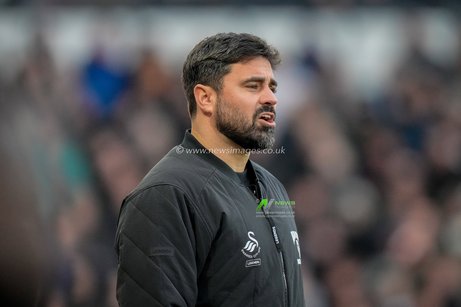 Vitor Matos manager of Swansea City looks on during the Sky Bet Championship match Derby County vs Swansea City at Pride Park Stadium, Derby, United Kingdom on 14 February 2026

(Photo by Maynard Manyowa/News Images)
