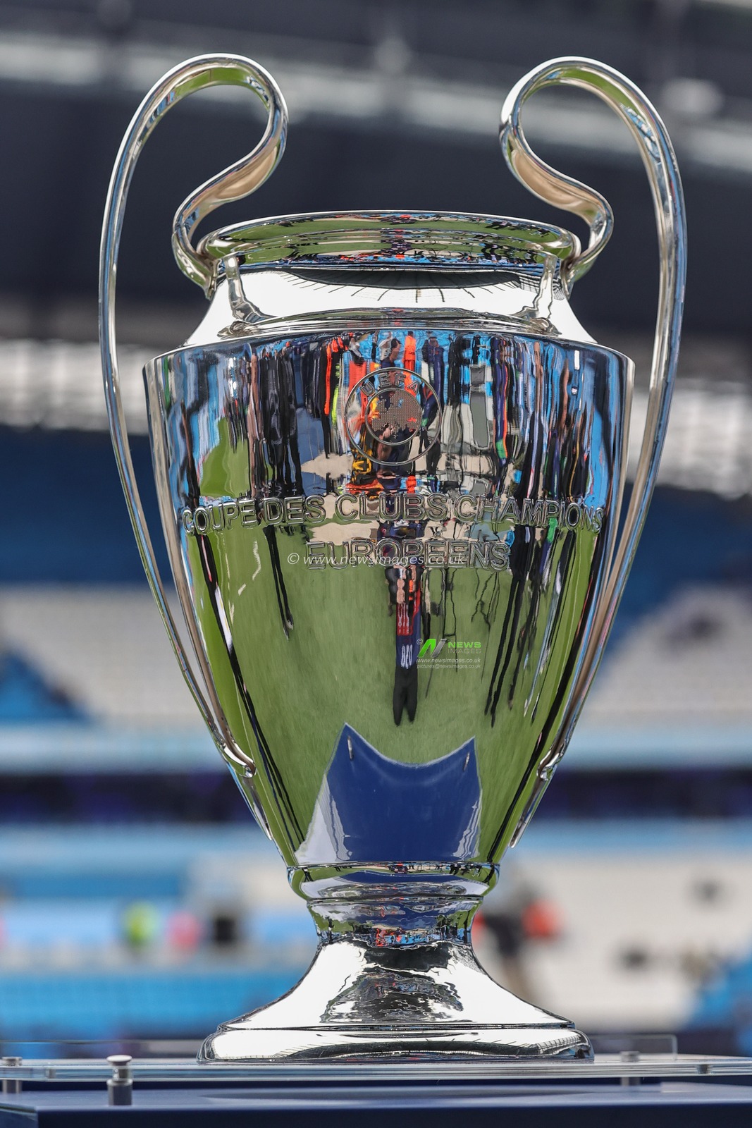 The UEFA Champions League trophy on display ahead of  the UEFA Champions League Semi-Final Second Leg Manchester City vs Real Madrid at Etihad Stadium, Manchester, United Kingdom, 17th May 2023

(Photo by Mark Cosgrove/News Images)