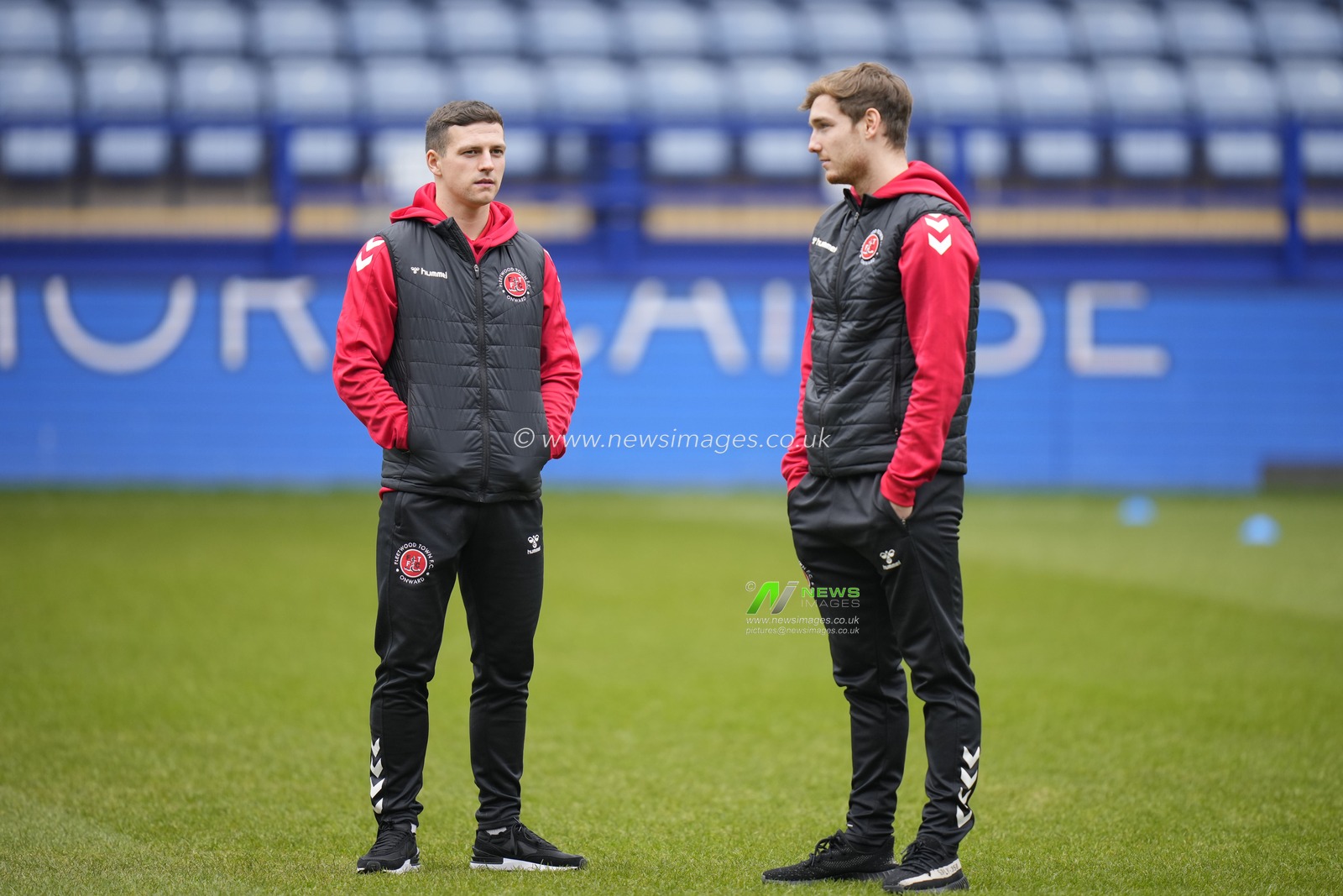 Lewis Warrington #16 and Carl Johnston #28 of Fleetwood Town inspect the pitch before the Emirates FA Cup Fourth Round match Sheffield Wednesday vs Fleetwood Town at Hillsborough, Sheffield, United Kingdom, 28th January 2023

(Photo by Steve Flynn/News Images)