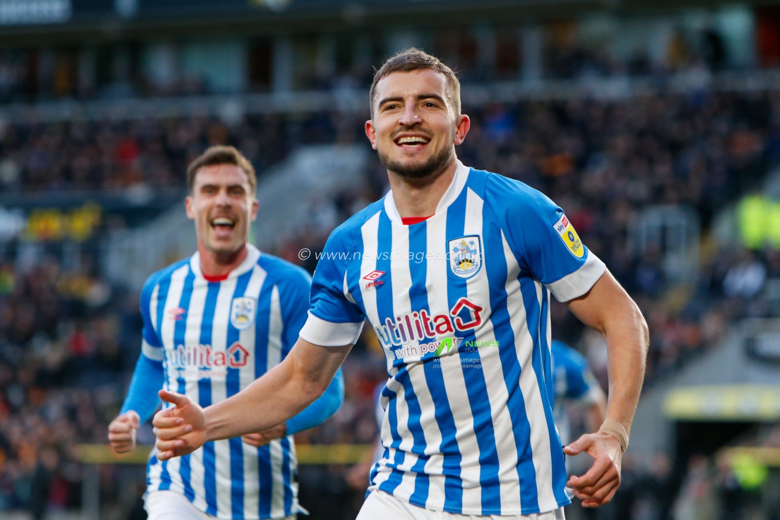 Michal Helik #39 of Huddersfield Town Celebrates scoring a goal to make it 0-1 during the Sky Bet Championship match Hull City vs Huddersfield Town at MKM Stadium, Hull, United Kingdom, 14th January 2023

(Photo by Ben Early/News Images)