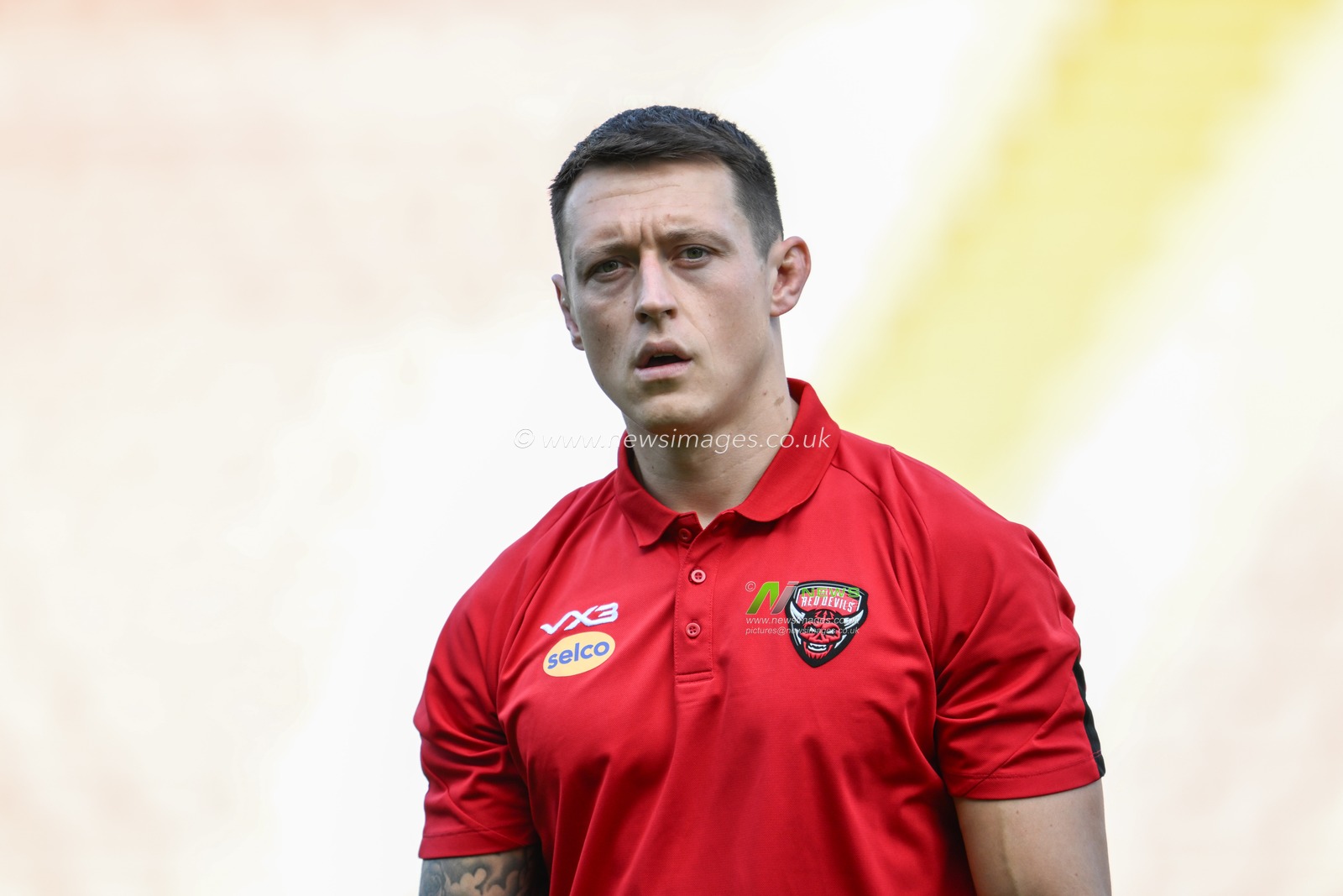Deon Cross of Salford Red Devils arrives ahead of the  the Betfred Super League Round 11 match Leigh Leopards vs Salford Red Devils at Leigh Sports Village, Leigh, United Kingdom, 10th May 2024

(Photo by Craig Thomas/News Images)