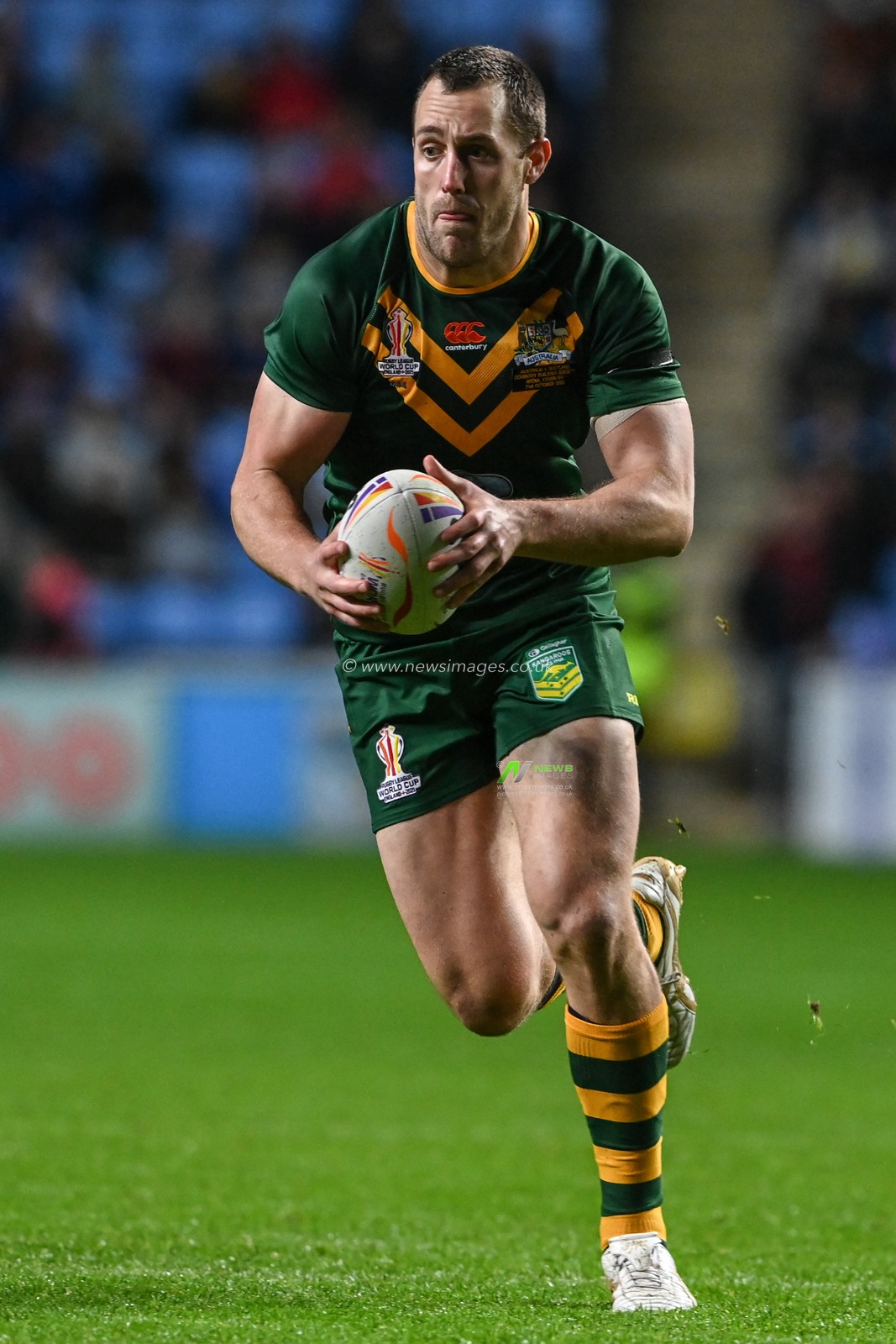 Isaah Yeo of Australia during the Rugby League World Cup 2021 match Australia vs Scotland at Coventry Building Society Arena, Coventry, United Kingdom, 21st October 2022

(Photo by Craig Thomas/News Images)