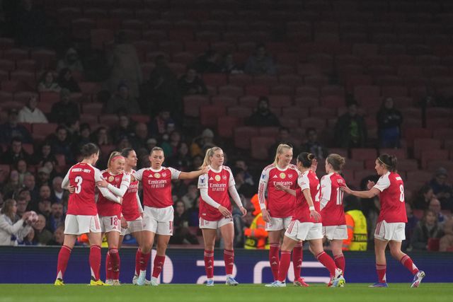 Chloe Kelly of Arsenal scores and celebrates 2-0 lead during the UEFA Women's Champions League Quarter-finals match Arsenal vs Chelsea at Arsenal Stadium, London, United Kingdom on 24 March 2026

(Photo by Harvey Murphy/News Images)