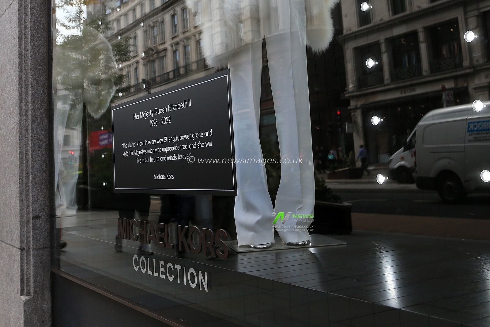 Designer brand Michael Kors display a tribute to Queen Elizabeth II at Burlington Arcade, Piccadilly, London, United Kingdom, 12th September 2022

(Photo by Carlton Myrie/News Images)