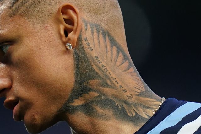 View of Richarlison of Tottenham Hotspur neck tattoo during the Carabao Cup round 2 match Tottenham Hotspur vs Charlton Athletic at Tottenham Hotspur Stadium, London, United Kingdom on 26 August 2026

(Photo by Harvey Murphy/News Images)