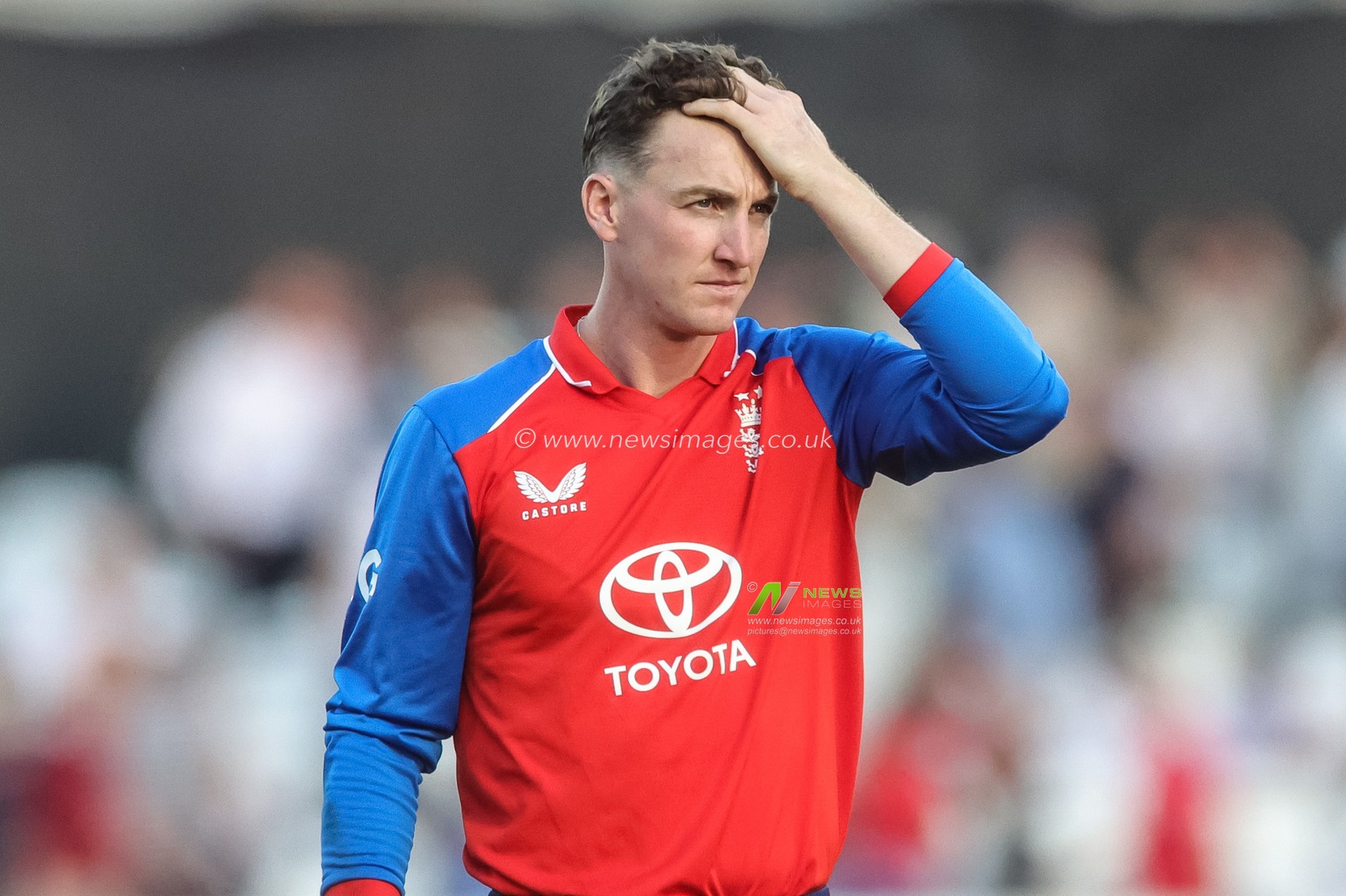 England captain Harry Brook brushes his hair back after England win during the Third Vitality T20 International match England vs India at Trent Bridge, Nottingham, United Kingdom on 07 July 2026

(Photo by Mark Cosgrove/News Images)