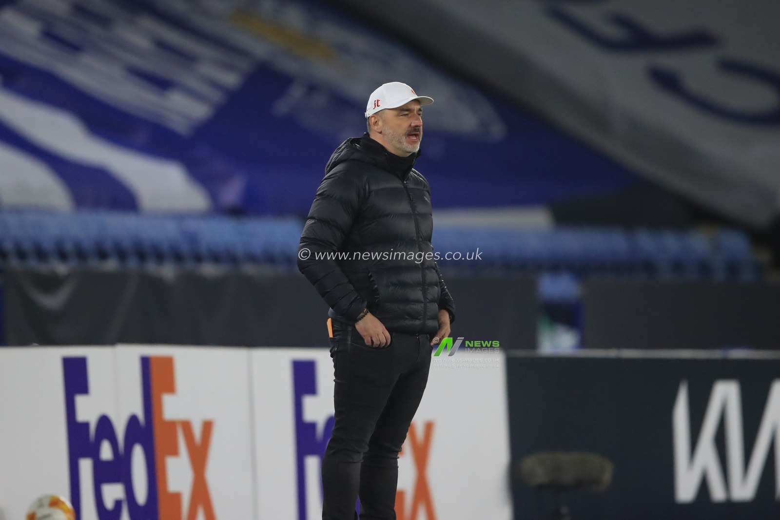 Indrich Trpisovsky manager of Slavia Prague shouts instruction