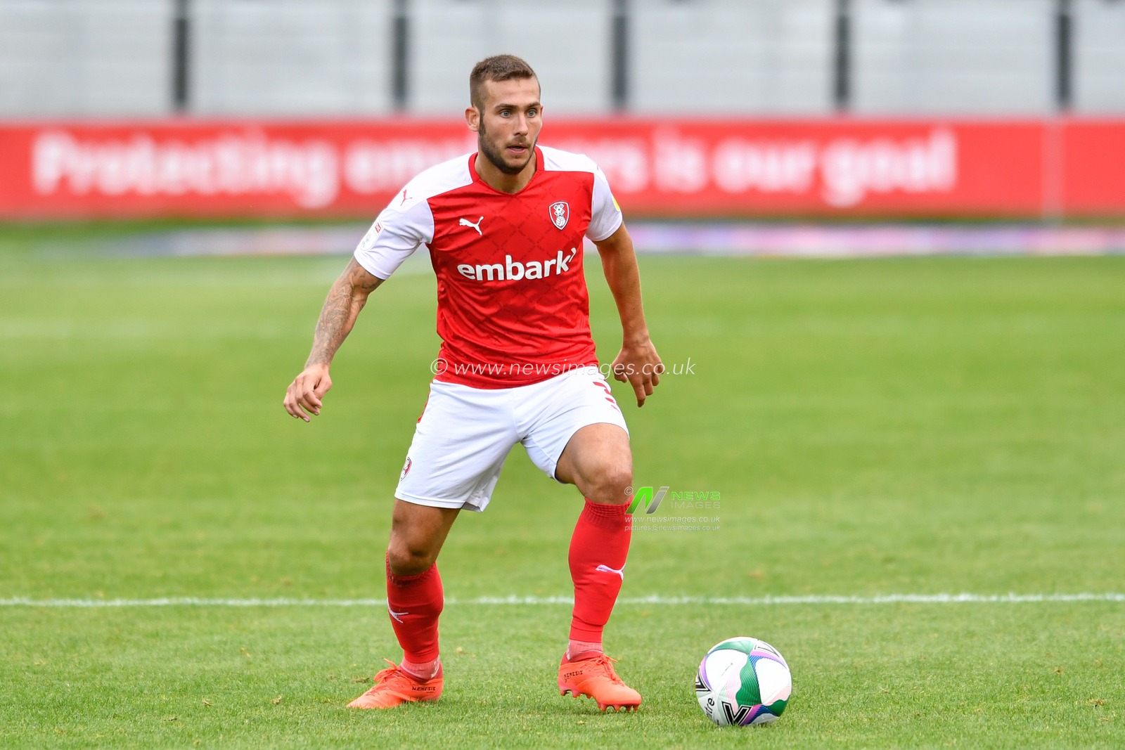 Joe Mattock (3) of Rotherham United in action during the game