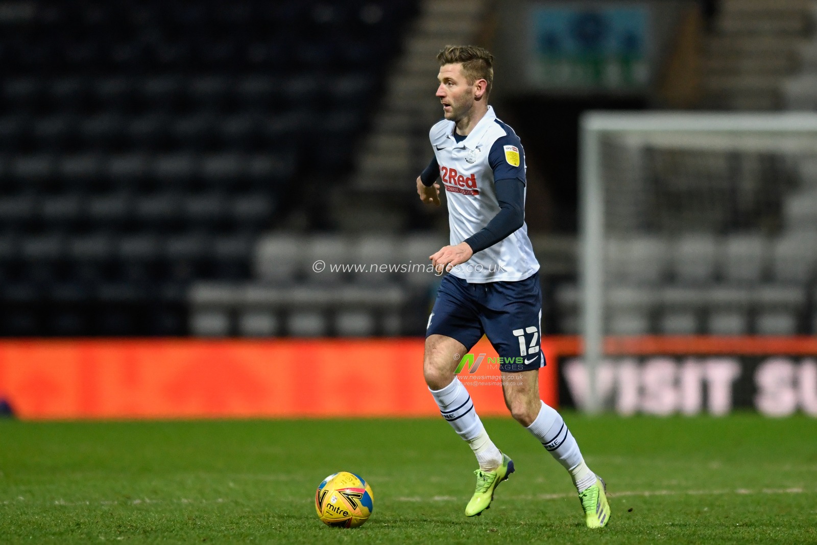 Paul Gallagher #12 of Preston North End with the ball