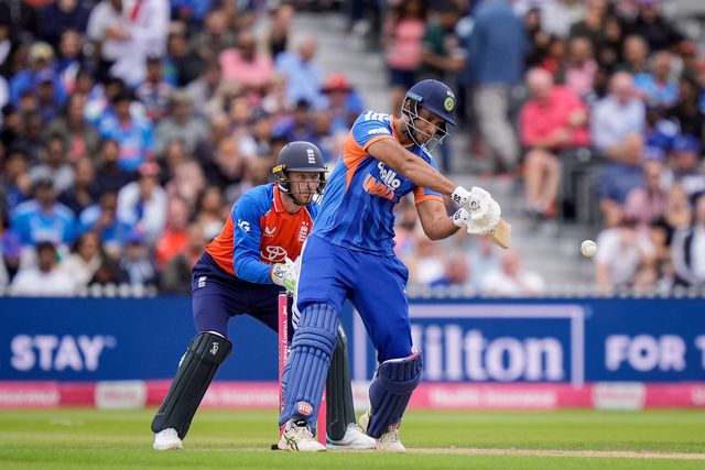 Shivam Dube of India batting during the Second Vitality T20 International match England vs India at Old Trafford, Manchester, United Kingdom on 04 July 2026

(Photo by Maynard Manyowa/News Images)