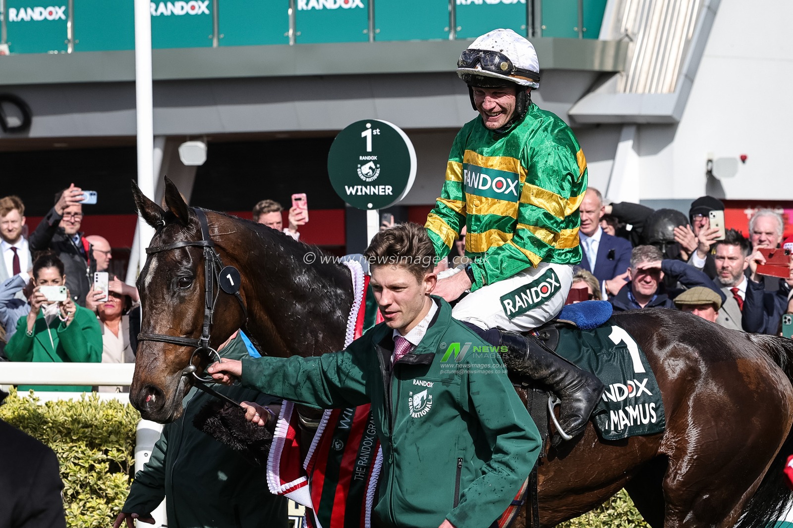 Paul Townend on I Am Maximus after winning the 16:00 Randox Grand National Handicap Chase in the winners enclosure during the 2026 Randox Grand National Day at Aintree Racecourse, Aintree, United Kingdom on 11 April 2026

(Photo by Mark Cosgrove/News Images)