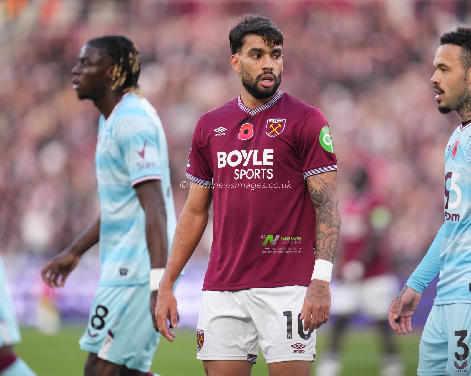 Lucas Paqueta of West Ham United during the Premier League match West Ham United vs Burnley at London Stadium, London, United Kingdom, 8th November 2025

(Photo by Harvey Murphy/News Images)

*** GER AUT SUI OUT ***