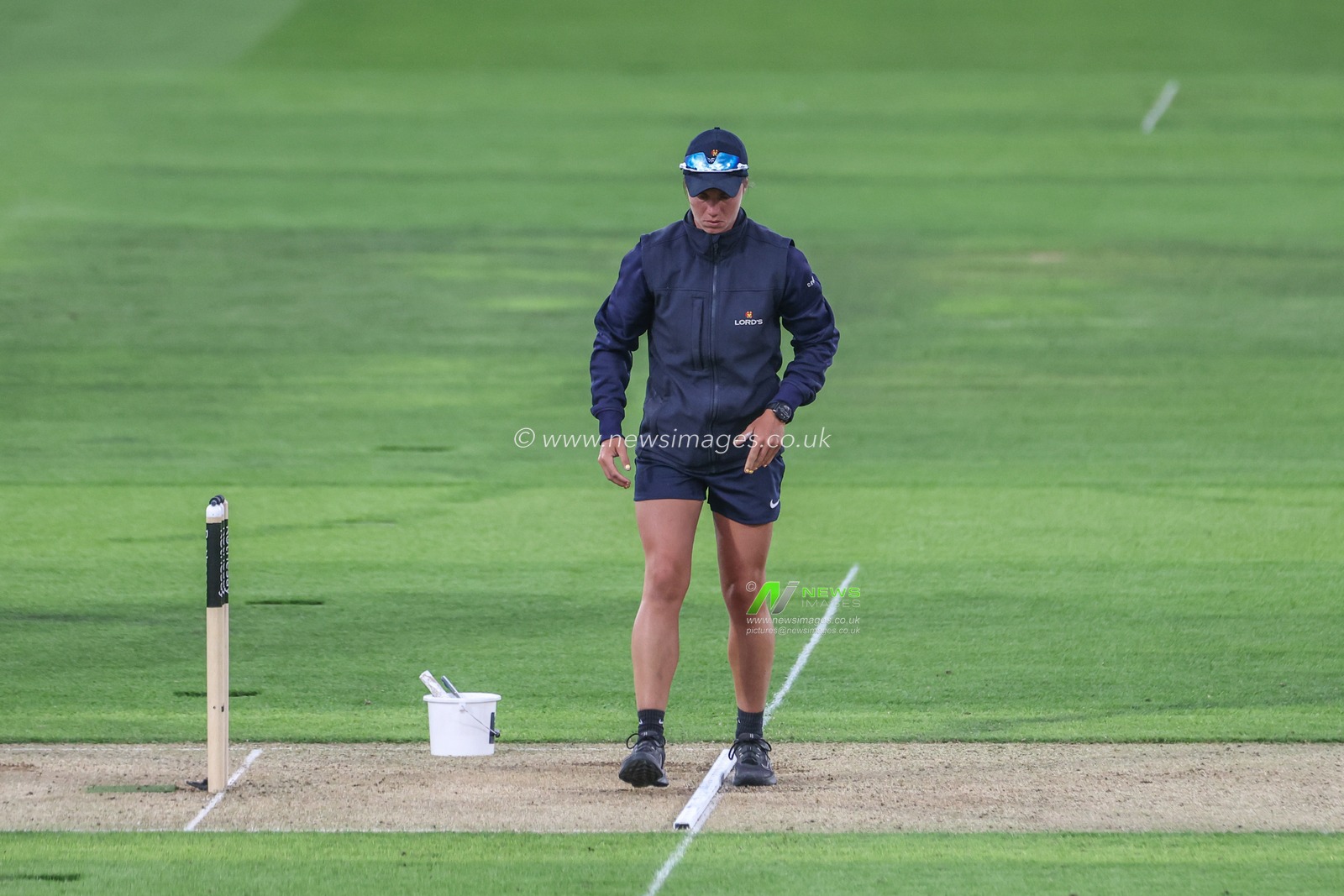 Ground Staff make repairs to the crease during a break in play during the 1st Rothesay Test Match day 1 England v West Indies at Lords, London, United Kingdom, 10th July 2024

(Photo by Mark Cosgrove/News Images)